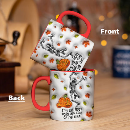 Petthouse | It's The Most Wonderful Time Of The Year Halloween Mug, Skeleton Spooky Dancing 3d Inflated Mug