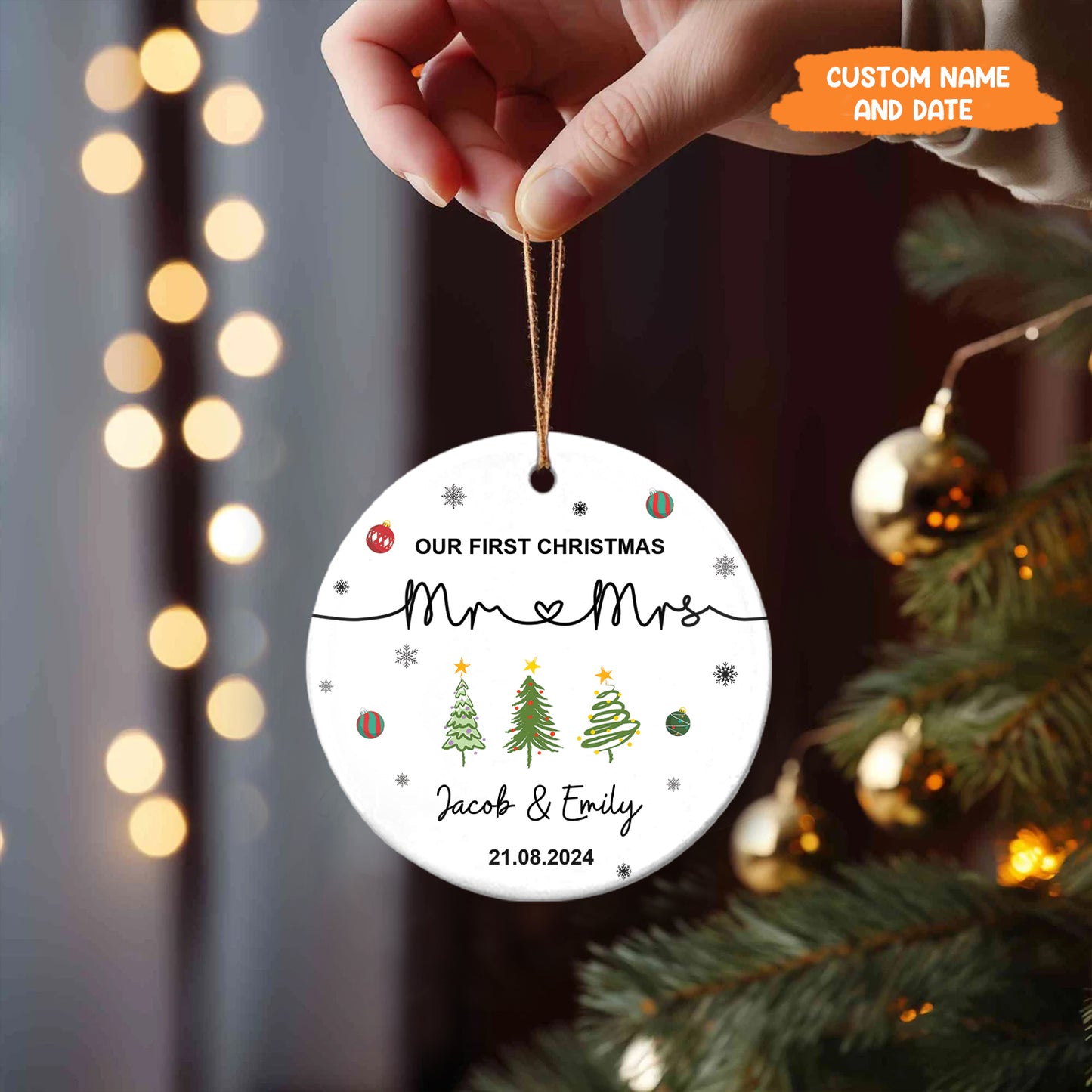 Petthouse | Personalized Our First Christmas As Mr & Mrs Ornament, First Married Xmas Ornament 2025