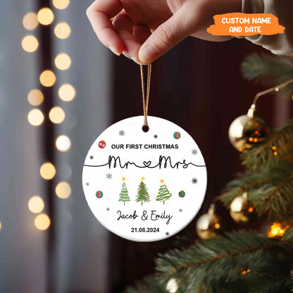 Petthouse | Personalized Our First Christmas As Mr & Mrs Ornament, First Married Xmas Ornament 2025