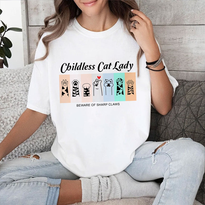 Petthouse | Cute Childless Cat Lady Shirt, Beware Of Sharp Claws Funny Shirt, Shirt For Woman