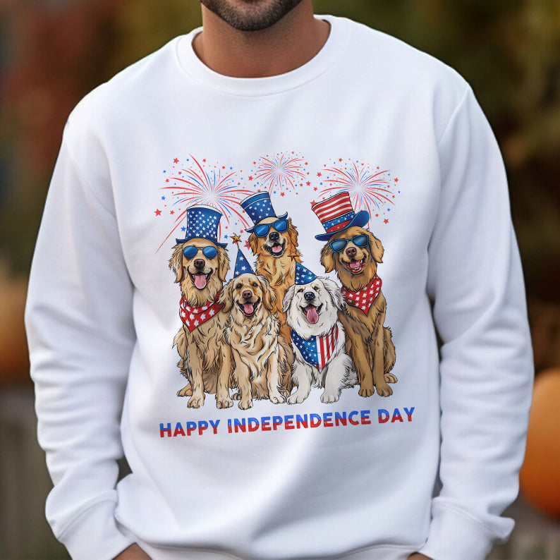 Petthouse | Golden Retriever 4th Of July Shirt, Dog Flag Independence Cute Dog Mom Fourth Of July