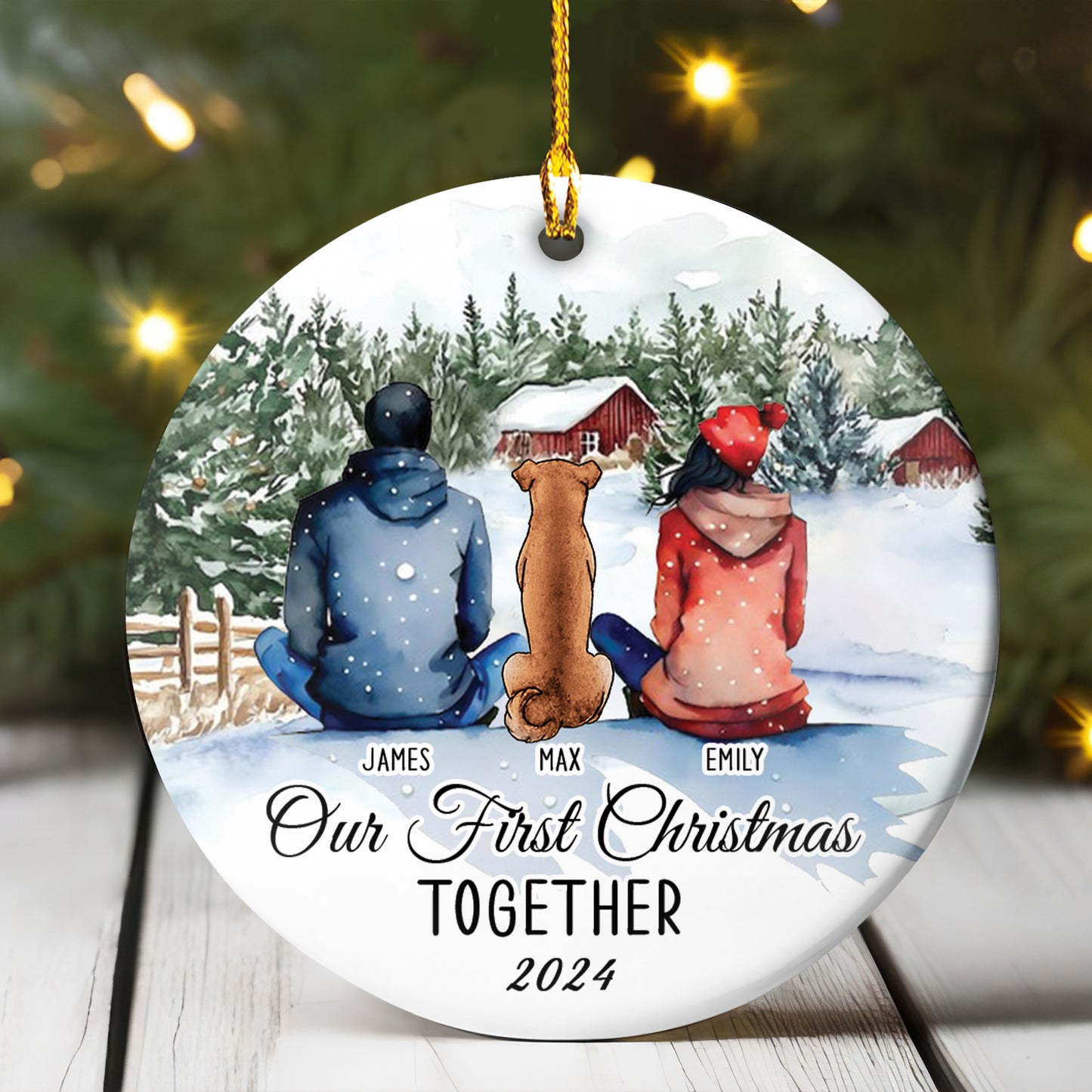 Petthouse | Our First Christmas Together Ornament, Custom Family With Pet Ornament 2024, Family Ornament