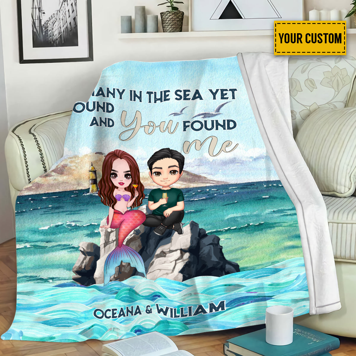 Petthouse | Custom Couple In The Sea Fleece Blanket, Valentines Gifts For Diving Lovers, Newlywed Bedroom