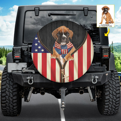 Petthouse | Dog Spare Tire Cover Custom Photo Wheel Cover Boxer American Spare Tire Cover Dog Camper