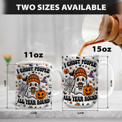 Petthouse | Halloween I Ghost People Inflated Effect 3d Mug, Ghost Pumpkin Mug, Spooky Vibes Ghost Coffee