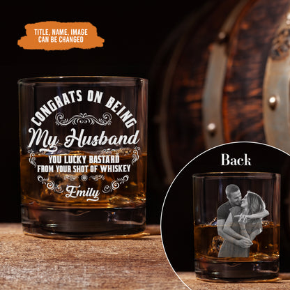 Petthouse | Custom Congrats On Being My Husband Whiskey Glass, Anniversary Gift For Husband Wife