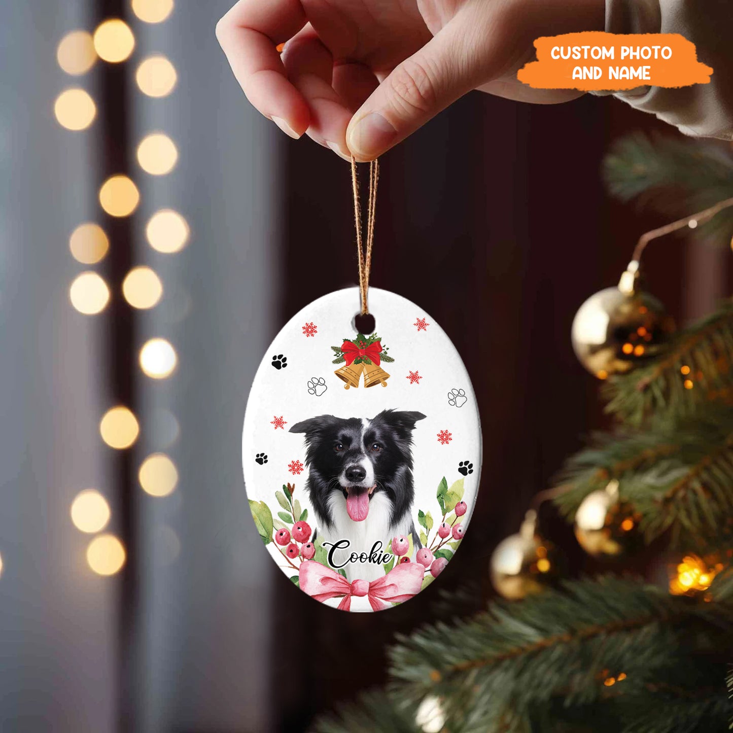 Petthouse | Personalized Pet Ornament, Dog Christmas Ornament, Pet Portrait Name Gift, Gift For Dog Mom