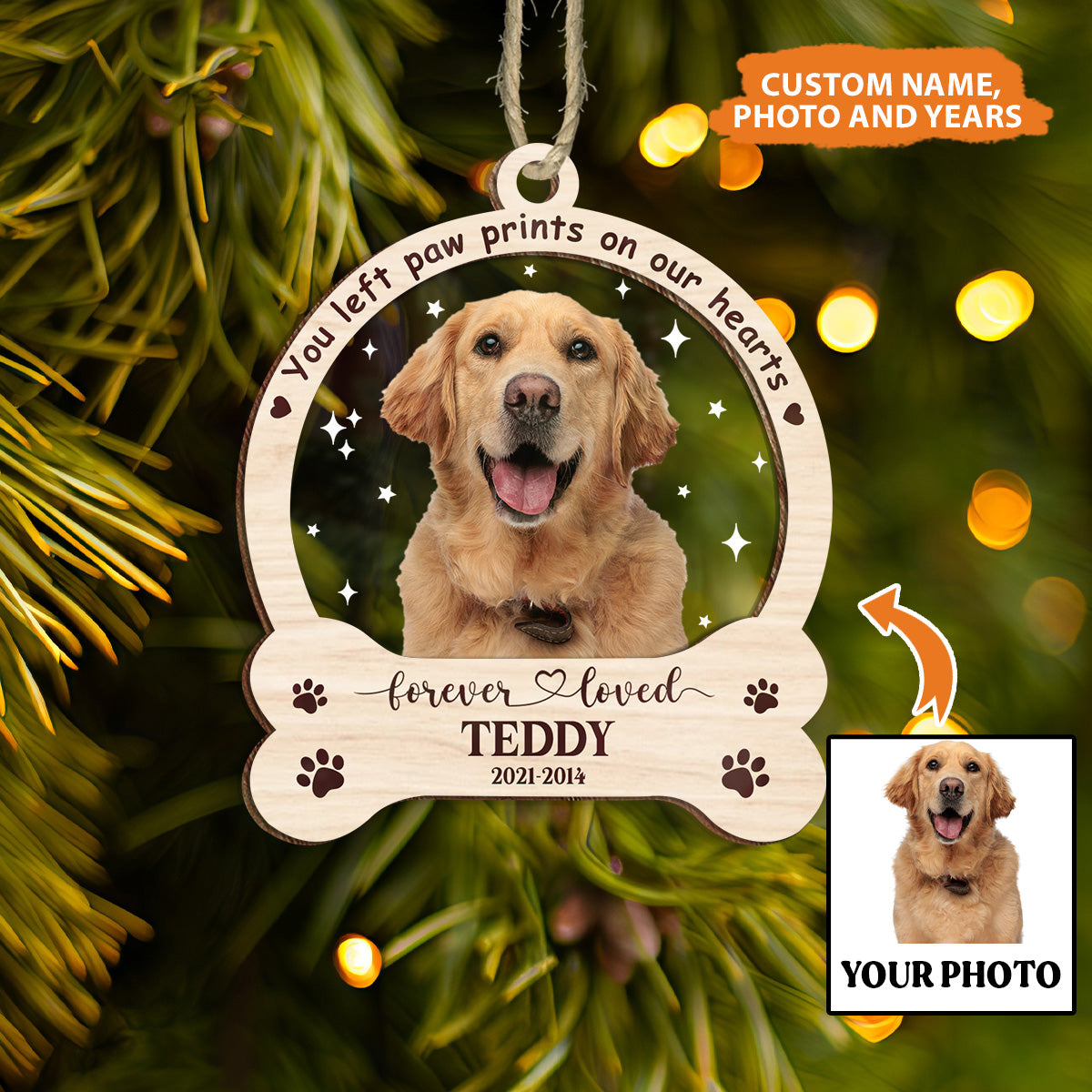 Petthouse | Personalized Dog Memorial Ornament, Dog Christmas Ornaments 2024, Memorial Pet Ornament, Dog Loss