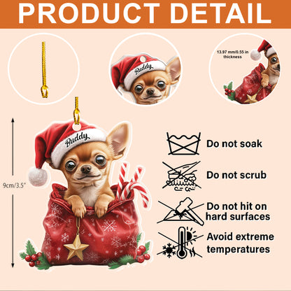 Petthouse | Custom Dog Christmas Ornament, Chihuahua Tree Ornament, Chihuahua Dog Xmas Decor