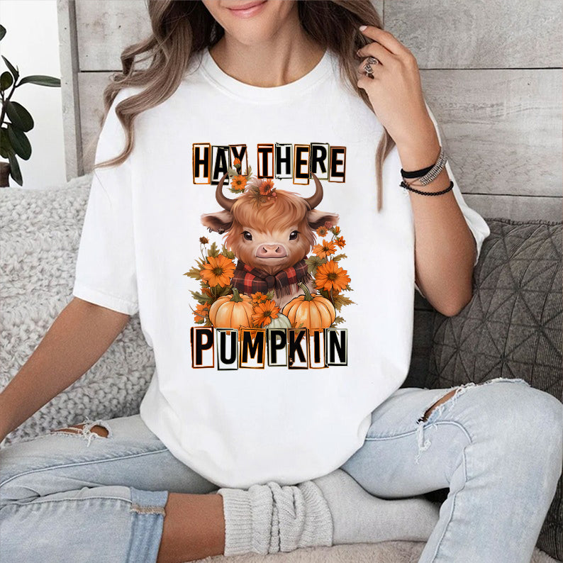 Petthouse | Hay There Pumpkin Cow Shirt, Autumn Fall Thanksgiving, Housewarming Gift, Spooky Vibes