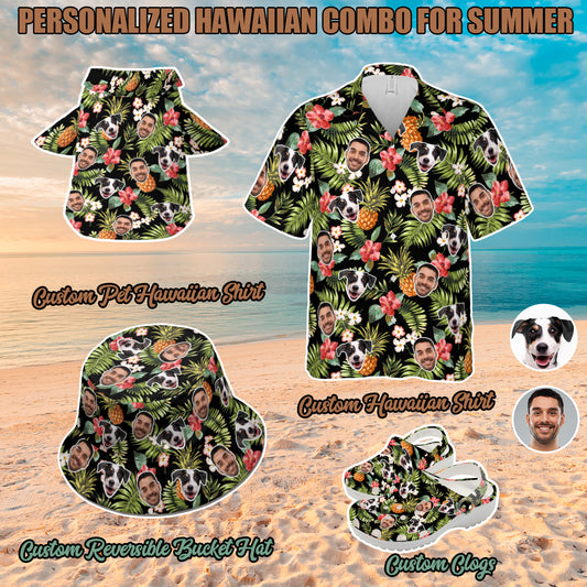 Petthouse | Custom Tropical Floral Hawaiian Shirt With Face, Beach Fruit Flower Summer Outfits