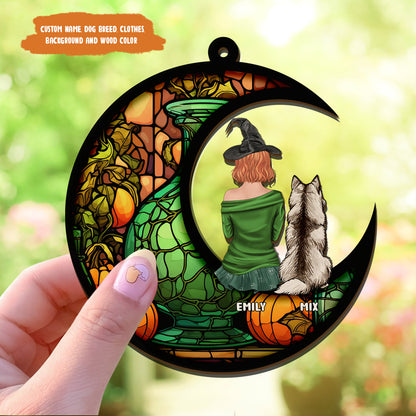 Petthouse | Customized Dog Memorial Halloween Suncatcher, Halloween Gift, Dog Remembrance Gift For Mom