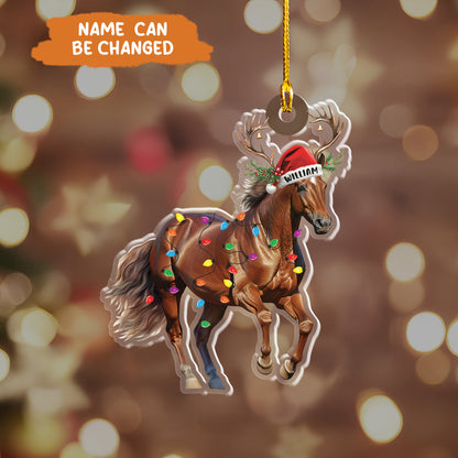 Petthouse | Personalized Horse Christmas Light Ornaments, Horse Running Christmas Ornament, Cowboy Xmas