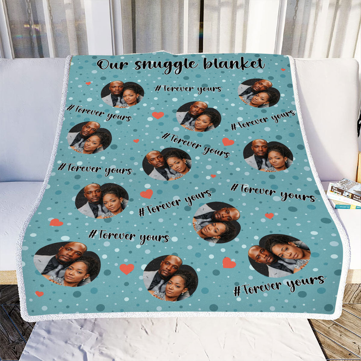 Petthouse | Customized Photo Couple Blanket For Valentines Day, Forever Yours Fleece Blanket For Wife, Wedding