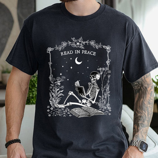 Petthouse | Read In Peace Shirt, Skeleton Reading Book Shirt, Skeleton Reading Book Lovers, Skeleton