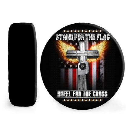 Petthouse | Christian American Veteran Wheel Tire Covers Stand For The Flag Kneel For The Cross Spare Tire Cover