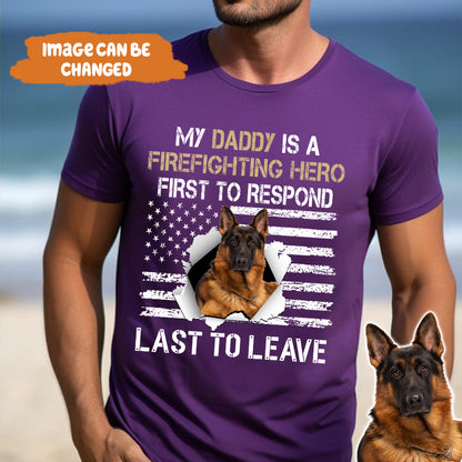 Petthouse | Custom Dog My Daddy Is A Firefighting Hero Shirt, Happy Independence Day, Veteran's Day