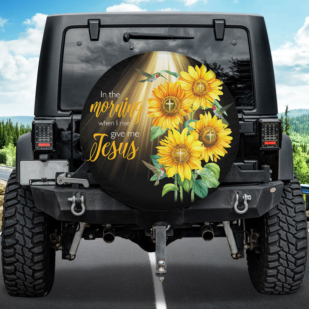 Petthouse | Hummingbird Sunflower Durable Tire Protector Jesus Lover In The Morning When Spare Tire Cover