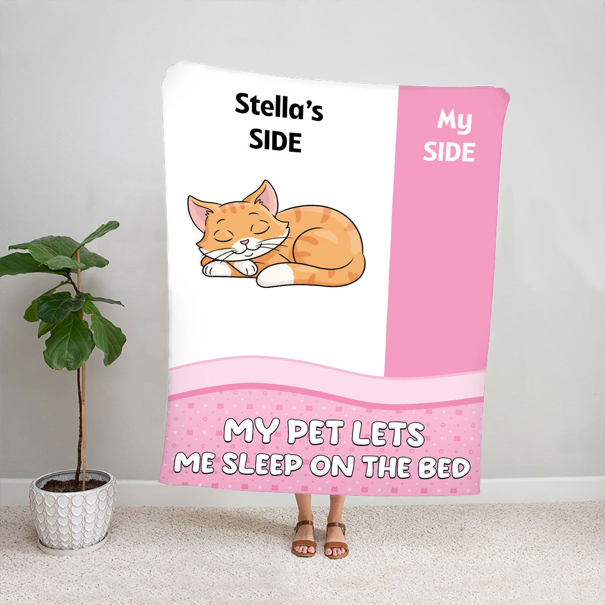 Petthouse | Personalized Fleece Blanket To Cat Mom, Let Me Sleep On The Bed, Wedding Gift For Pet Lovers