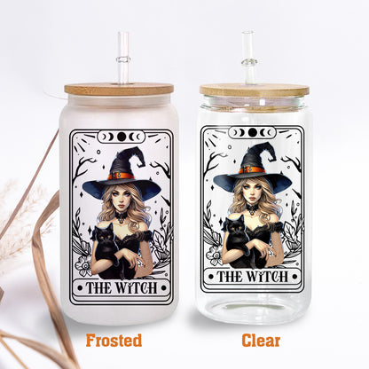 Petthouse | The Witch Tarot Ice Coffee Cup, Ice Coffee Witch Halloween Glass Can With Lid And Straw