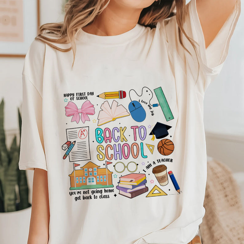 Petthouse | Back To School Shirt, First Day Of School Bright Doodle Dots Shirt, Gift For Teacher