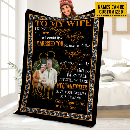 Petthouse | Personalized Name To My Wife Throw Blanket, Wedding Anniversary Blanket, Old Couple Travel Blanket