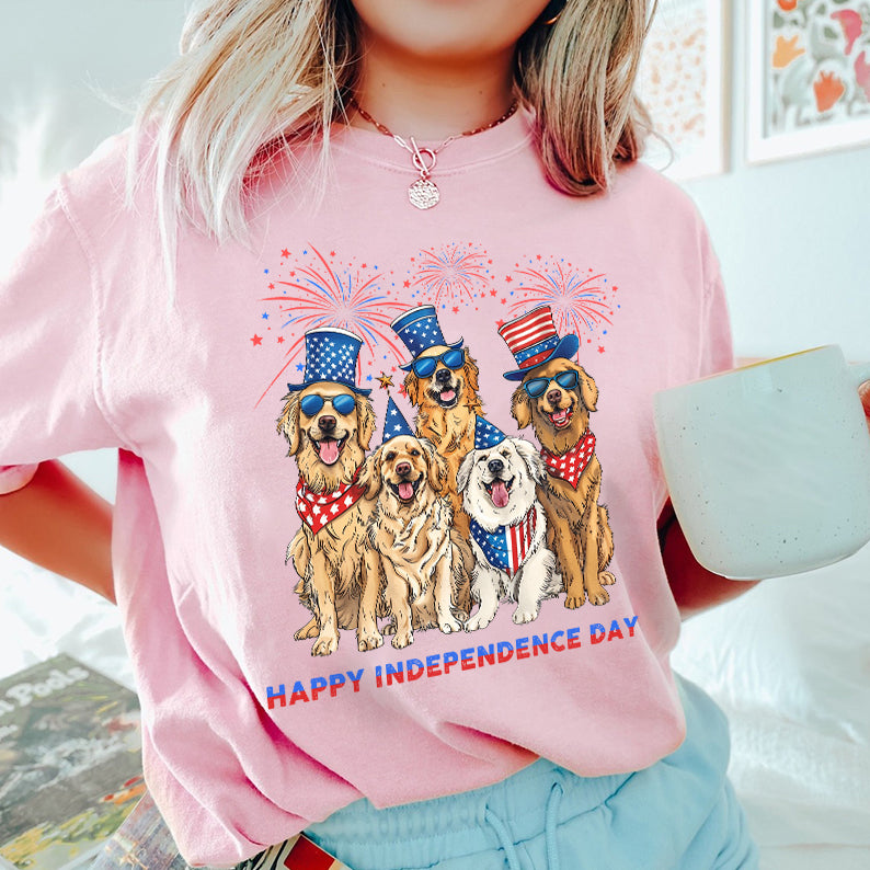 Petthouse | Golden Retriever 4th Of July Shirt, Dog Flag Independence Cute Dog Mom Fourth Of July