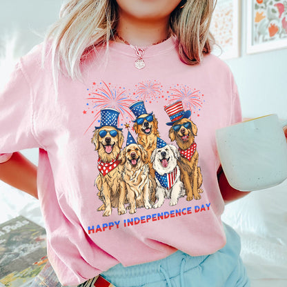 Petthouse | Golden Retriever 4th Of July Shirt, Dog Flag Independence Cute Dog Mom Fourth Of July