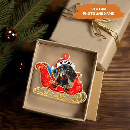 Petthouse | Personalized Dachshund Dog Christmas Ornament, 2d Flat Dog Ornament, Christmas Tree Hanging