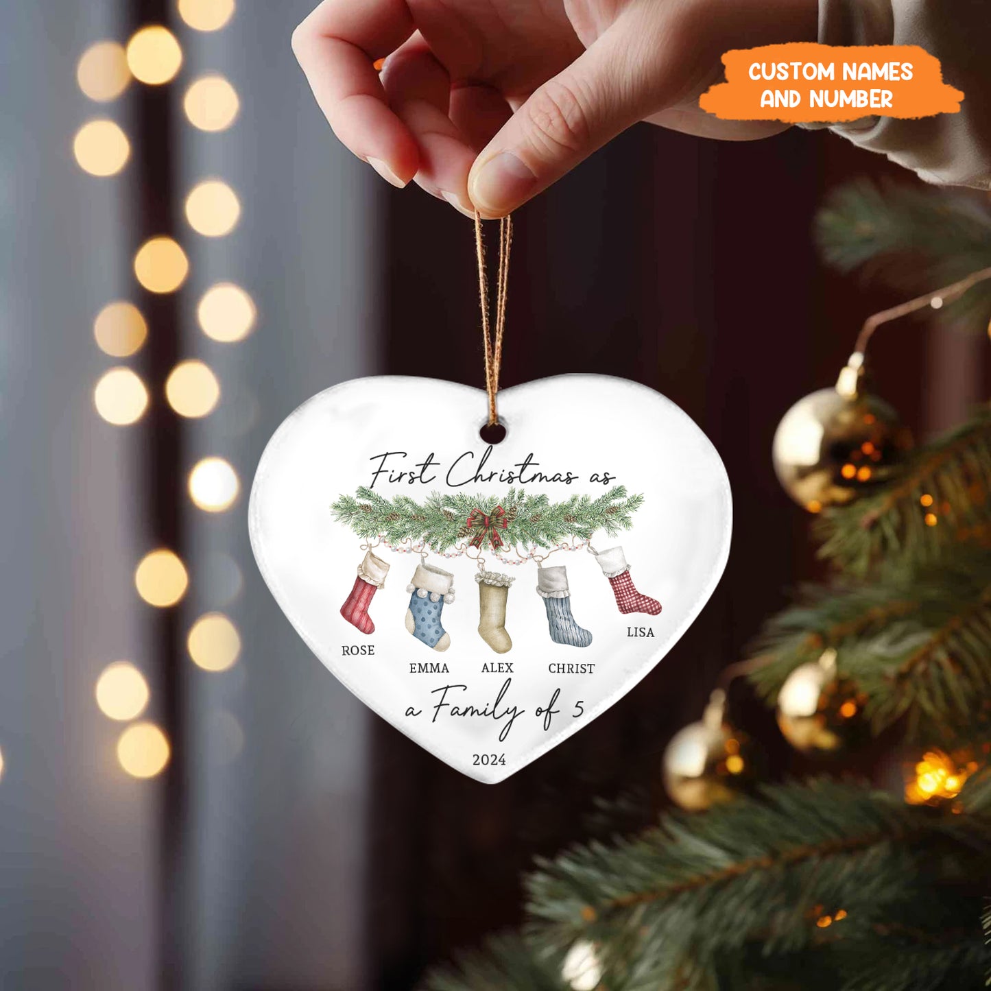 Petthouse | Personalized First Christmas As A Family Of 4 Ornament, First Christmas Bauble, Baby First Xmas