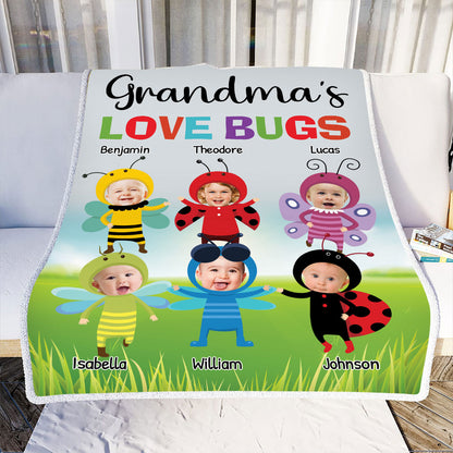 Petthouse | Personalized Happy Mothers Day Sherpa Blanket, Custom Photo Grandkid Fleece Blanket For Grandmom