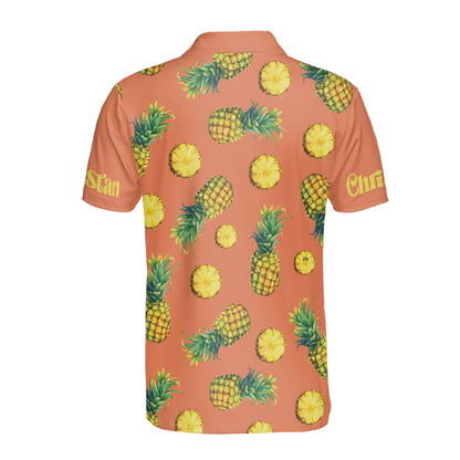 Petthouse | Customized Name Pineapple Summer Vibes Polo Pineaple Fresh Fruit Golf Polo Shirt Summer Outfit Design