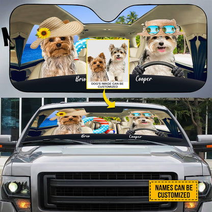 Petthouse | Yorkshire Terrier Beach Trip Car Sun Shade Windshield Customized Photo Dog Sunshade Sun Visor