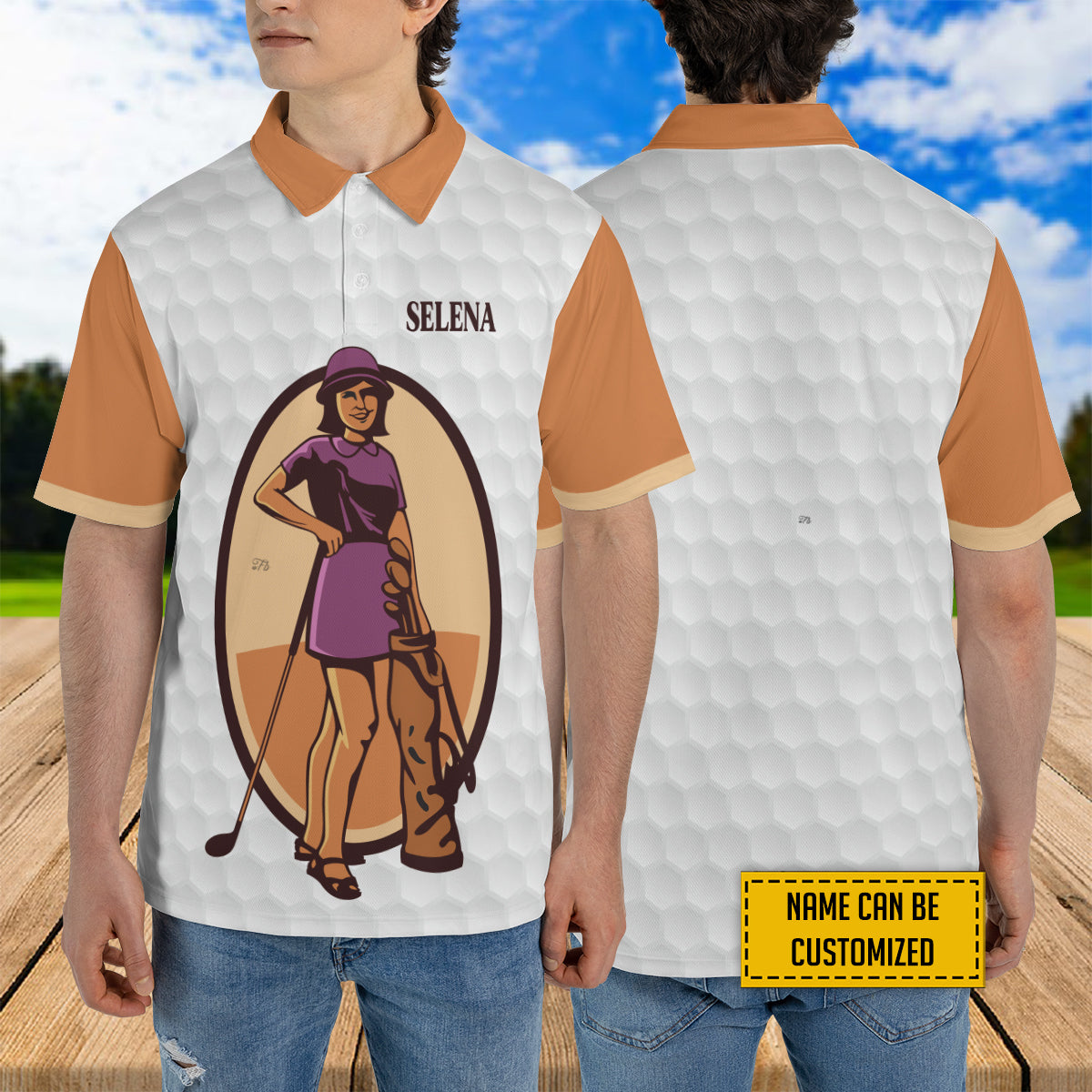 Petthouse | Personalized Vintage Young Woman Playing Golf Polo Shirt Golfing Sports Mom Gift