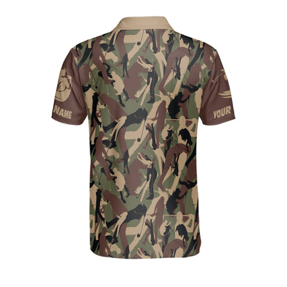 Petthouse | Customized Soldier Woodland Gray Golf Camo Pattern Polo Golfing Lover Sports Camouflage