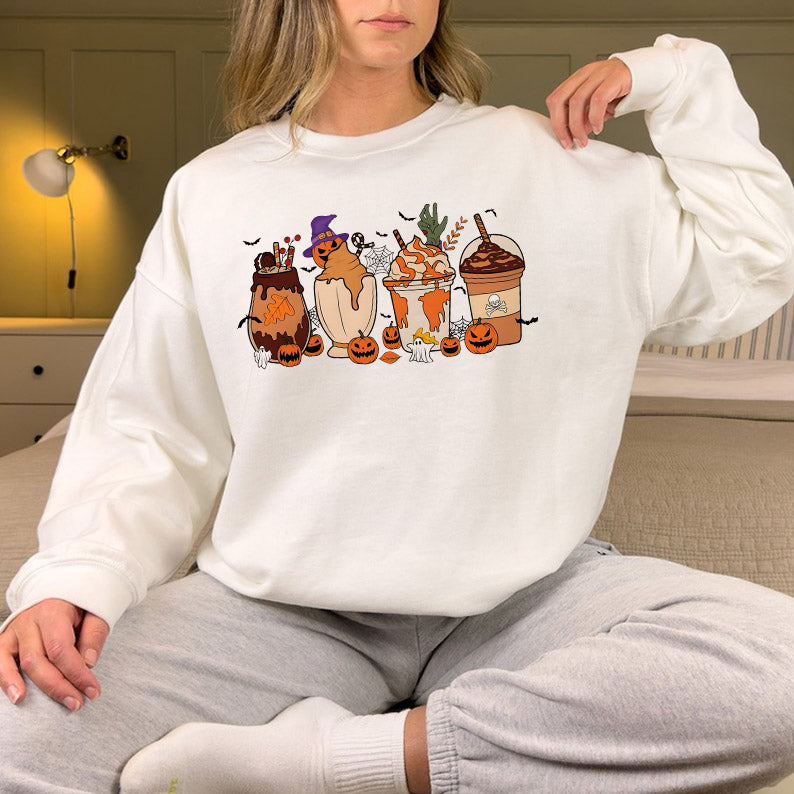 Petthouse | Horror Halloween Coffee Cups Shirt, Fall Coffee Pumpkin Shirt, Coffee Latte Fall