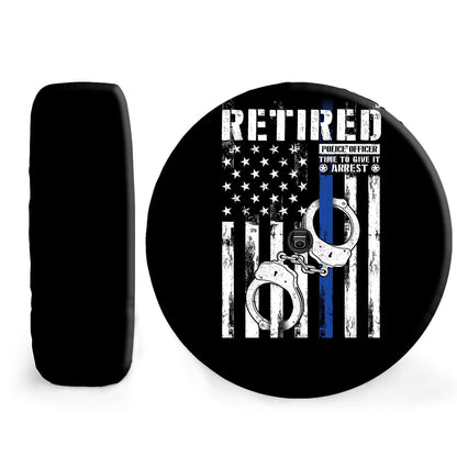 Petthouse | Customized Name Retired Police Officer Us Flag Cuffs Spare Tire Cover Police Pride Car Accessory