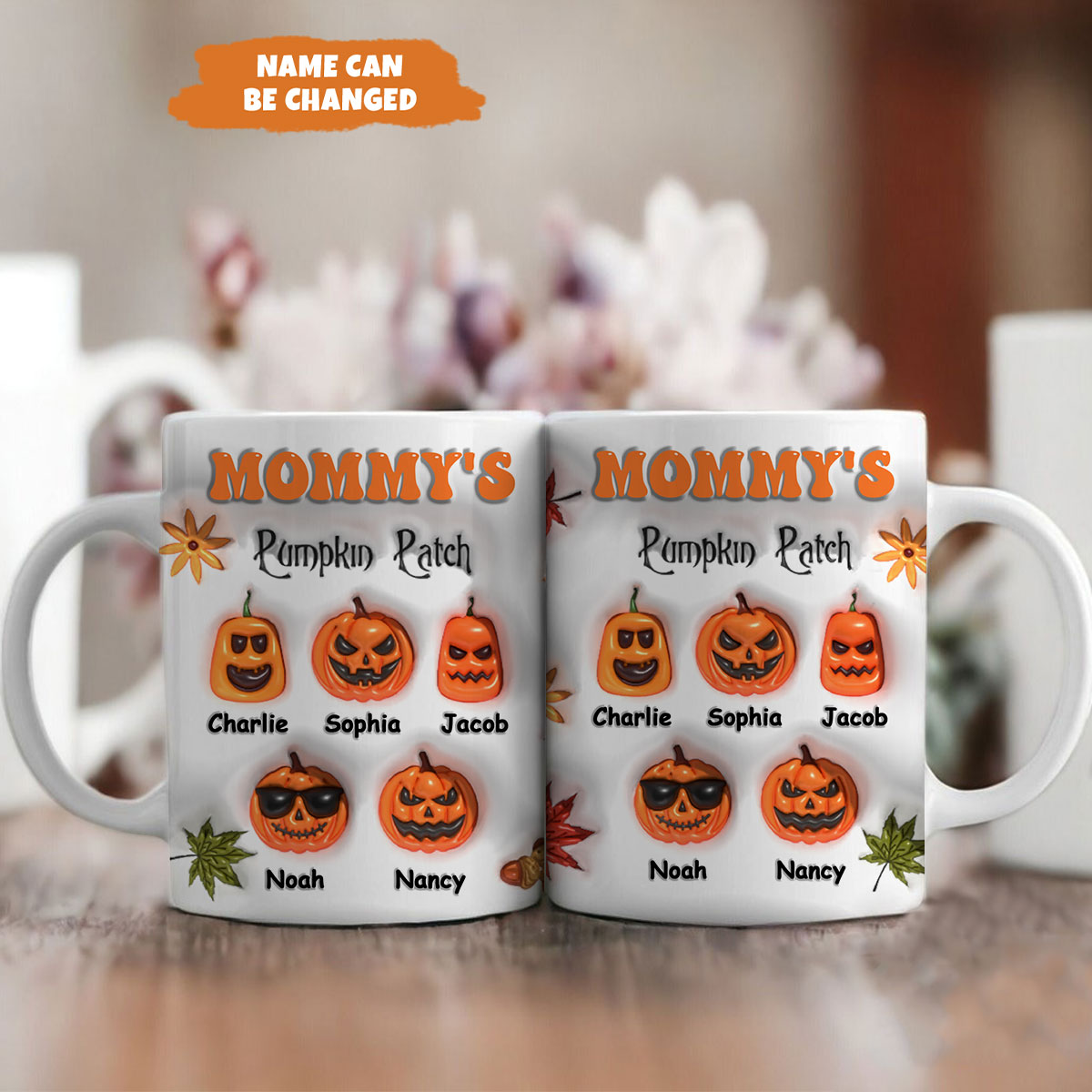 Petthouse | Custom Mommy Pumpkin 3d Inflated Effect Mug, Grandma's Pumpkin Patch Mug Gift For Mom