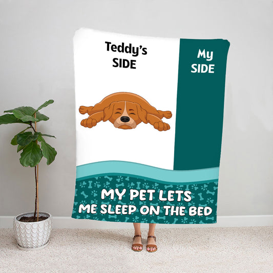 Petthouse | Personalized Fleece Blanket To Pet Lovers, Let Me Sleep On The Bed Cozy Blanket, Fathers Day Gifts