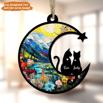 Petthouse | Custom Cats Memorial Suncatcher, Cat Loss Gift, Loss Of Cats Sympathy Remembrance Gift