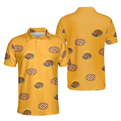 Petthouse | Personalized Name Berry Pie And Fried Turkey Happy Thanksgiving Polo Shirt Gift For Family Celebration