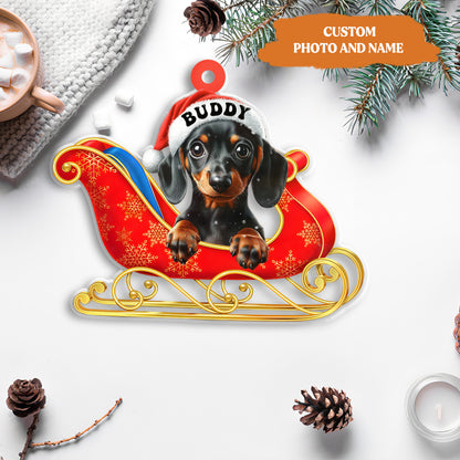 Petthouse | Personalized Dachshund Dog Christmas Ornament, 2d Flat Dog Ornament, Christmas Tree Hanging