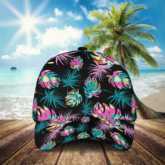 Petthouse | Color Tropical Pattern Classic Cap Summer Vacation Travel Hats Leaves Plants Gift For Friends Gift Family