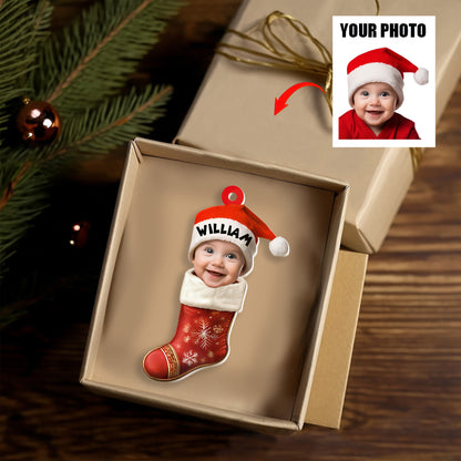 Petthouse | Personalized Baby First Christmas Ornament, Custom Face Photo Ornament, Family Christmas Ornament