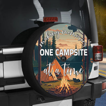 Petthouse | Beautiful Landscape Lake, Mountains Forest Tent Campfire Spare Tire Cover Camping Truck Decoration