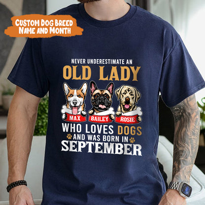 Petthouse | Personalized Dog T-shirt, Gift For Dog Owners, Never Underestimate An Old Lady Who Loves Dogs