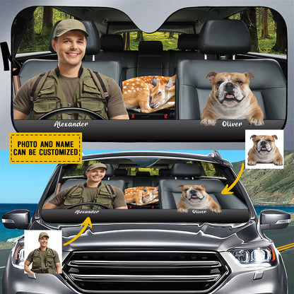 Petthouse | Custom Hunting Together Sunshade Car Auto Sun Shade Personalized Dog Lover Sunshade Windshield