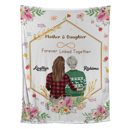 Petthouse | Personalized Loss Of Grandmother Throw Blanket To Mommy, Mother And Daughter Forever Linked Together