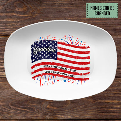 Petthouse | Personalized Grilling Plate, Grandpa Grilling Plate, BBQ Platter, Independence Day Gift, Grill Plate Gift 4th Of July