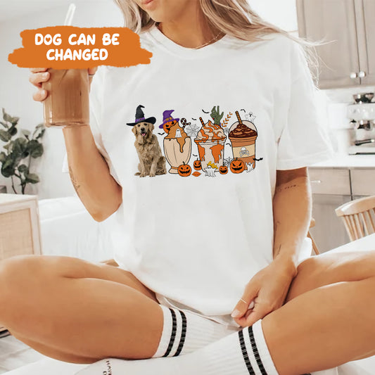 Petthouse | Customized Dog Halloween Shirt, Dog Spooky Pumpkin Spice Latte, Dog Fall Coffee Pumpkin